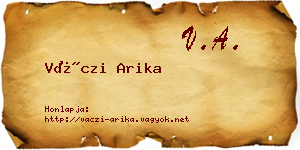 Váczi Arika névjegykártya